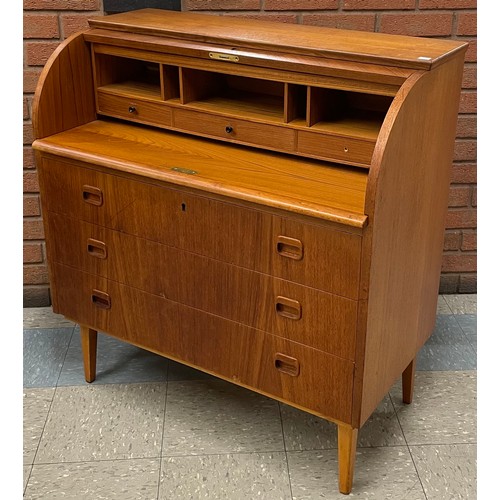 16 - A Swedish S.M.I. teak cylinder bureau, designed by Egon Ostergaard