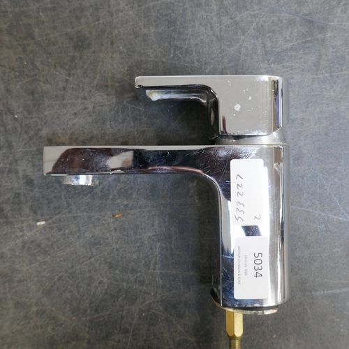 5017 - A pair of stainless steel kitchen push taps and a stainless steel basin mixer tap