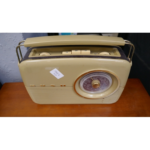 5033 - A stereo display cabinet with CD rack, a Pioneer mini Hi-Fi system and a Bush radio
