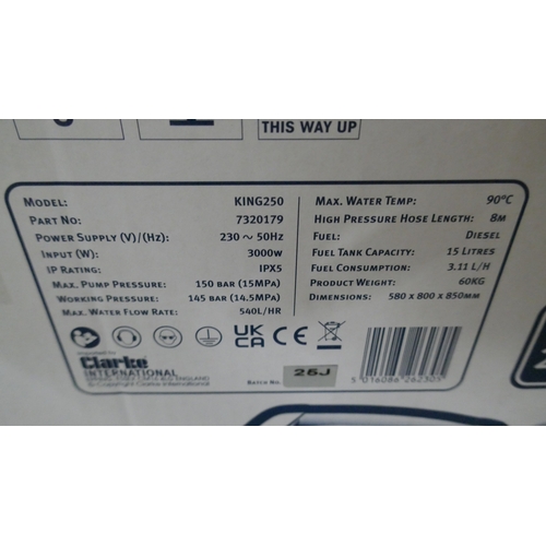 5036 - A boxed and banded Clarke King 250 hotwash 150 Bar, 2175 PSI Professional high pressure hot washer  ... 