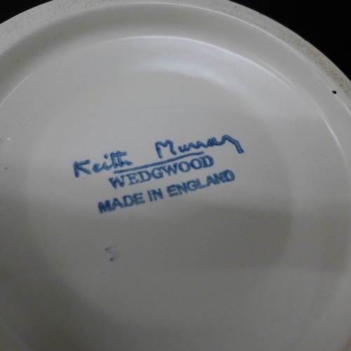 2004 - A pair of Wedgwood Keith Murray vases, 21cm, one with small chip to the side of the base