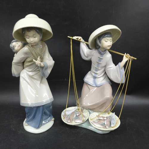 2014 - Two Lladro figures 'Fish in the Market' and 'My Precious Bundle'