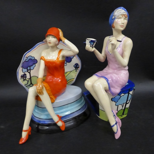2015 - Two Compton & Woodhouse Peggy Davies figures, 'Art Deco' and 'Putting on the Ritz' modelled by Andy ... 