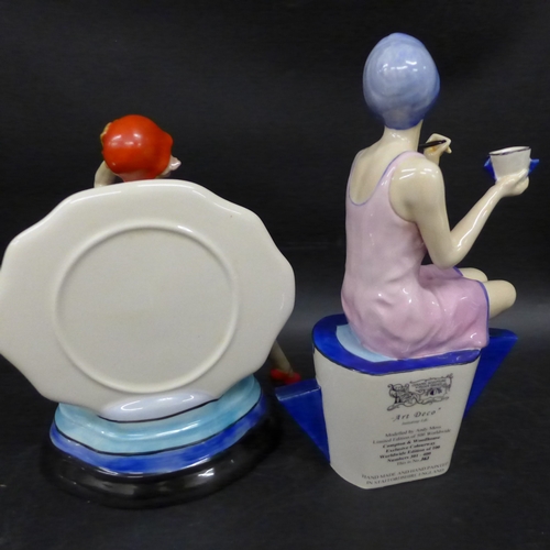 2015 - Two Compton & Woodhouse Peggy Davies figures, 'Art Deco' and 'Putting on the Ritz' modelled by Andy ... 