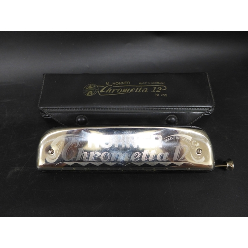 2025 - A Chrometta 12 Hohner harmonica in case