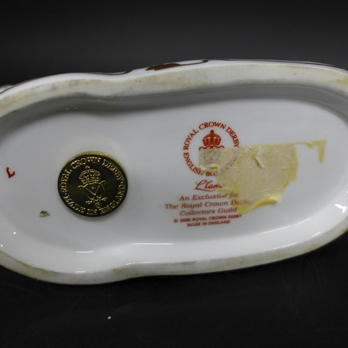 2036 - A Royal Crown Derby Llama paperweight, an exclusive for the RCD Collectors Guild, with stopper, 12.5... 