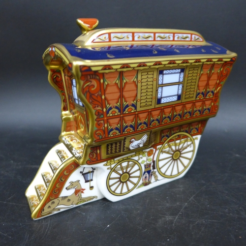 2037 - A limited edition Royal Crown Derby paperweight, The Ledge Wagon, 329/1250, first in a series of Gyp... 