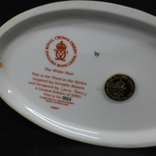 2038 - A Royal Crown Derby limited edition paperweight, The White Hart, third in a series inspired by Heral... 