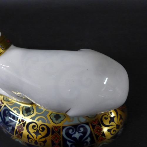 2038 - A Royal Crown Derby limited edition paperweight, The White Hart, third in a series inspired by Heral... 