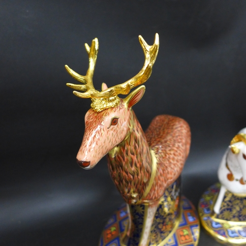 2041 - Two Royal Crown Derby limited edition paperweights The Heraldic Derbyshire Ram 102/950 and The Heral... 