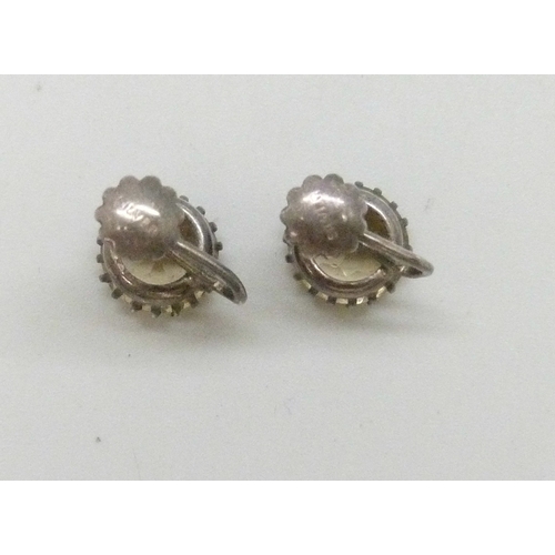 7059 - A pair of circa 1900 silver and old cut citrine earrings, 9mm stones