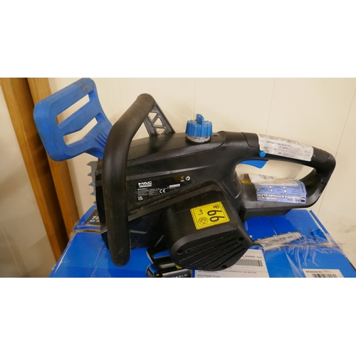 5054 - Three MacAllister MCS1825-4 electric chainsaw bodies with assorted chainsaw parts (Please note this ... 