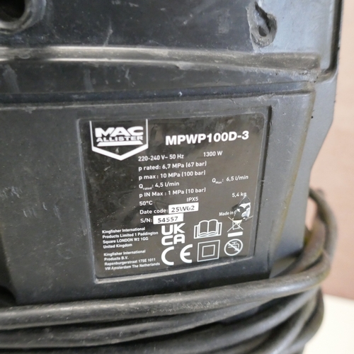 5059 - Five assorted pressure washers **MacAlllister failed PAT test due to damaged cable - do not use *Ret... 