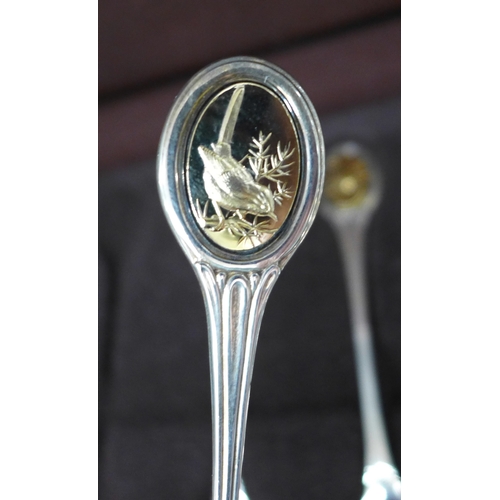 7041 - A Royal Society for the Protection of Birds Spoon Collection, members edition, hallmarked sterling s... 
