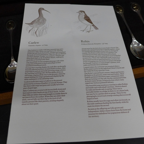 7041 - A Royal Society for the Protection of Birds Spoon Collection, members edition, hallmarked sterling s... 