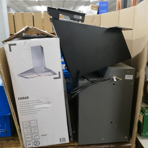 5098 - A CH560 stainless steel chimney hood, a Goodhome GHCH60LK8L 60cm Linksense chimney cooker hood and t... 
