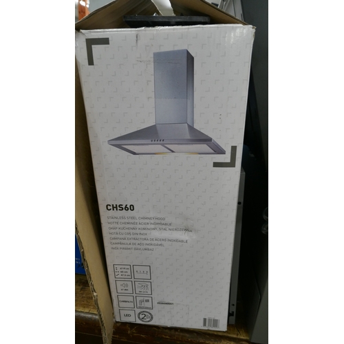 5098 - A CH560 stainless steel chimney hood, a Goodhome GHCH60LK8L 60cm Linksense chimney cooker hood and t... 