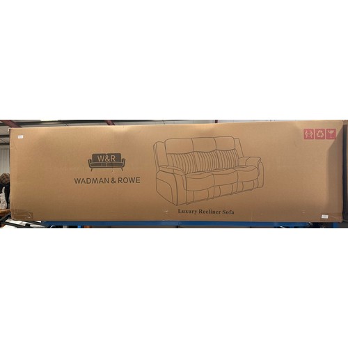 3009 - A Bennington light beige leather 2 seater and 3 seater electric reclining sofa (boxed)