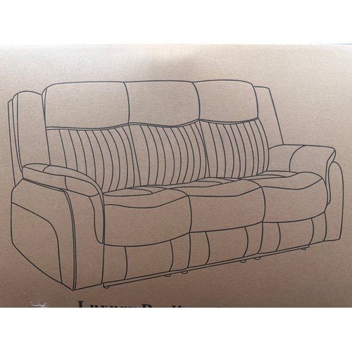 3009 - A Bennington light beige leather 2 seater and 3 seater electric reclining sofa (boxed)