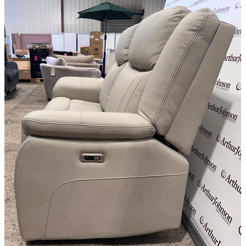 3009 - A Bennington light beige leather 2 seater and 3 seater electric reclining sofa (boxed)