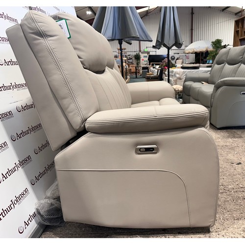 3009 - A Bennington light beige leather 2 seater and 3 seater electric reclining sofa (boxed)