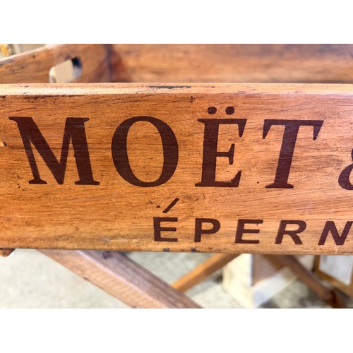 3045 - A wooden Moet champagne tray on stand