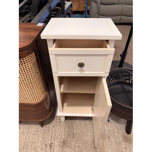 3063 - A white single door, single drawer bathroom cabinet