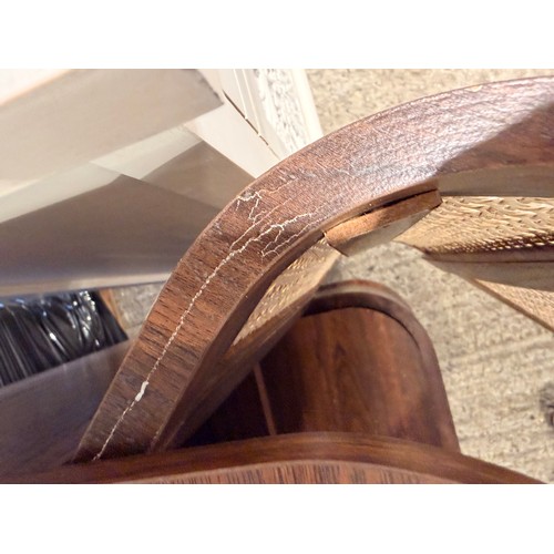 3064 - A curved walnut two door sideboard (marked)