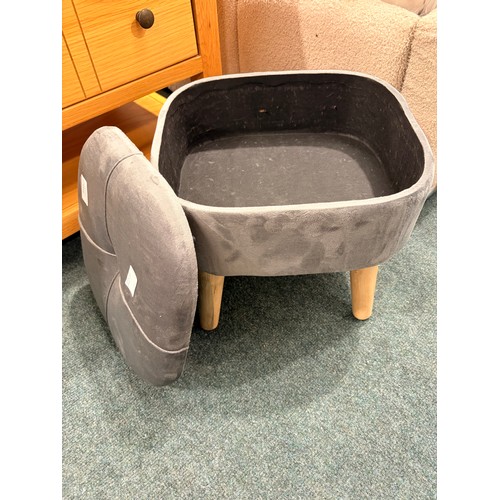 3098 - A grey velvet storage stool
