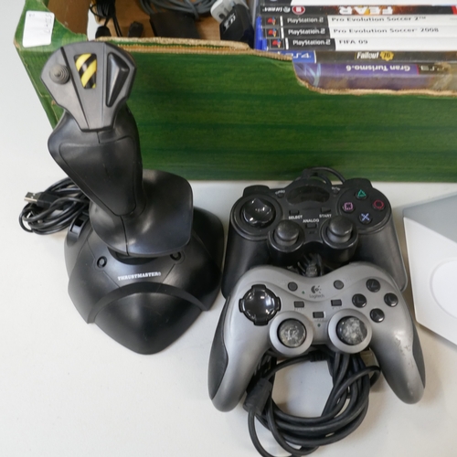 5007 - An XBox One games console, assorted games console controllers and a large quantity of games for Play... 