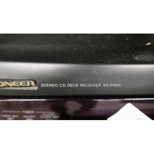 5010 - A Pioneer XR-P60C stereo/CD/deck receiver with 3-disc CD changer and a pair of stereo speakers - wit... 