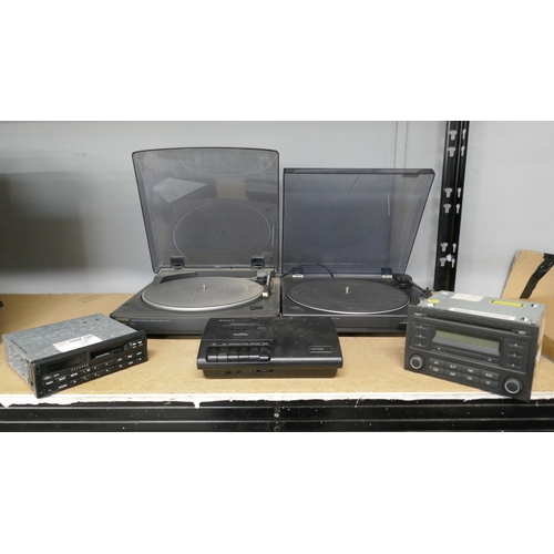 5014 - Two Aiwa turntables, Two car stereos and a Sony answering machine