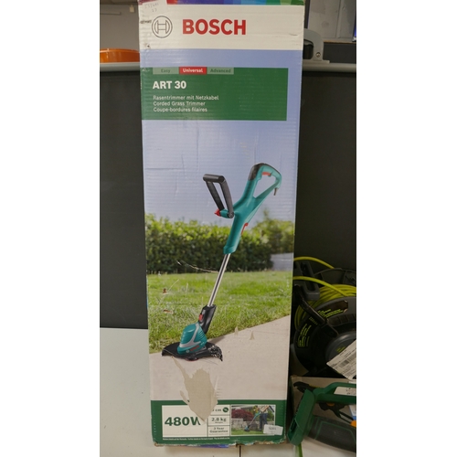 5085 - A Bosch ART30 480W, 240v grass trimmer, an extension lead and an 18v cordless garden saw  (Please no... 