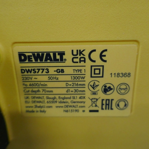 5093 - A DeWalt DWS773 230v, 1300W, 216mm compound mitre saw  (Please note this is a returned item and may ... 