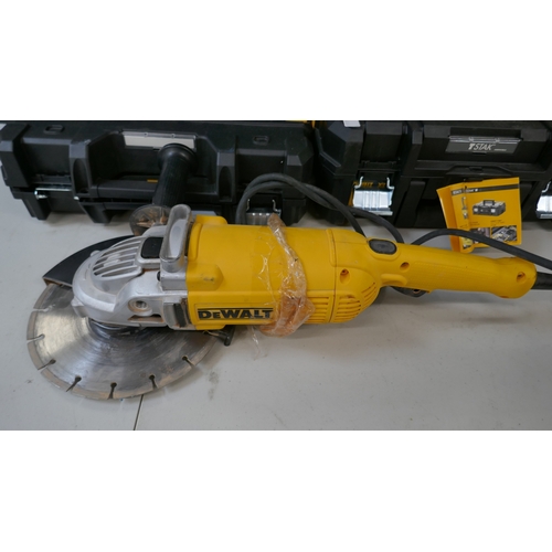 5096 - A DeWalt DWE490, 230v, 2000W, 230mm angle grinder and 2 DeWalt T-Stak stacking tool boxes  (Please n... 