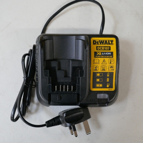 5097 - A DeWalt DCD778, 18v drill, a DeWalt DCB107, 18v battery charger and a DeWalt DWE4056-GB, 240v angle... 