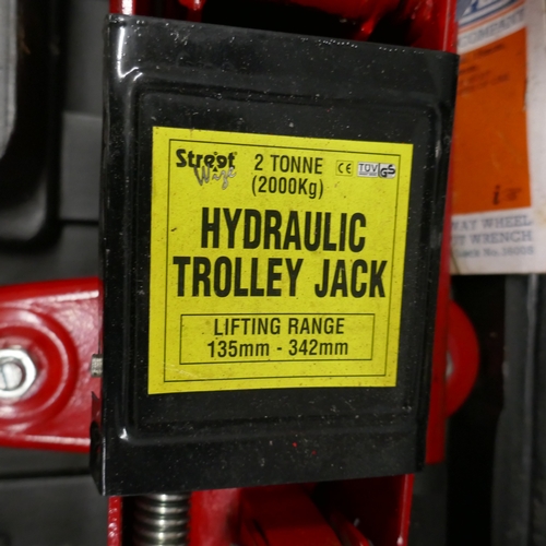 5100 - A Streetwise 2 tonne hydraulic trolley jack and a 15 metre cable reel