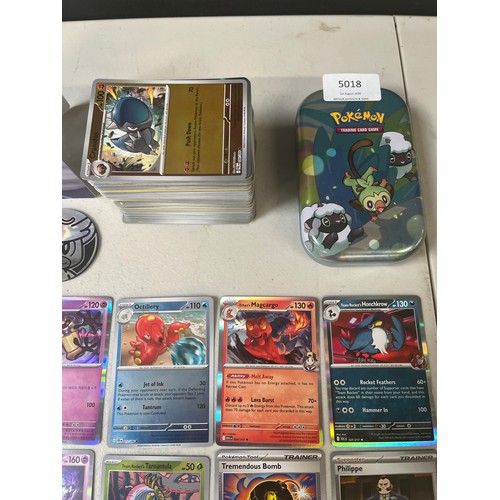5018 - Assorted Pokémon cards including approximately 55 holo/reverse Holo cards and approximately 200 Poké... 