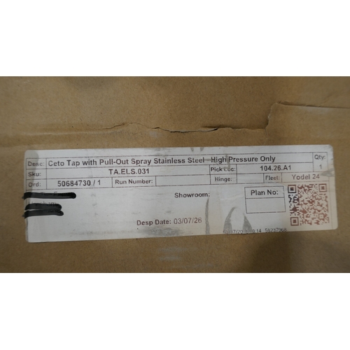 3126 - A Ceto brushed steel tap with pull-out spray  - high pressure only (654-10) *This lot is subject to ... 
