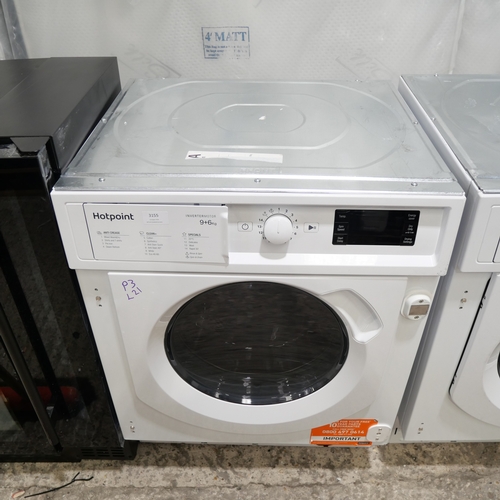 3155 - A Hotpoint 9kg/6kg integrated washer dryer (drawer requires attention)  (654-21) *This lot is subjec... 