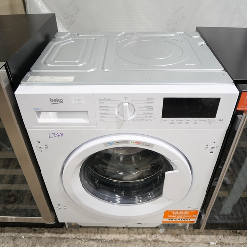 3160 - A Beko 9kg integrated washing machine (654-248) *This lot is subject to VAT