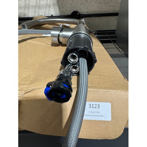 3123 - A Ceto brushed steel tap with pull-out spray  - high pressure only (654-183) *This lot is subject to... 
