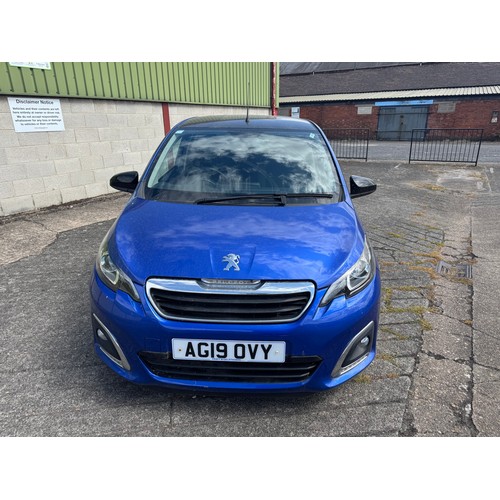 5322 - A Blue 2019 Peugeot 108 Allure 998cc, 1 litre , 5 door hatchback petrol car

Registration: AG19 OVY
... 