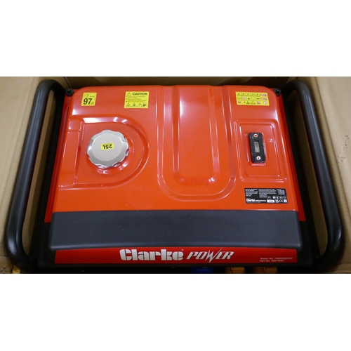 5001 - A boxed Clarke Power PG9500ADVES 8.5kw dual voltage (110V/230V) petrol powered generator  *This lot ... 