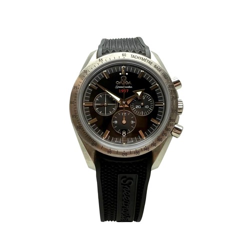 7245 - Omega - a Speedmaster Broad Arrow chronograph wristwatch, stainless steel case with tachymeter bezel...