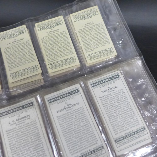 2036 - Collection of cigarette card sets to include; Wills 'Cricketers 1928' complete set of 50, Wills seco... 