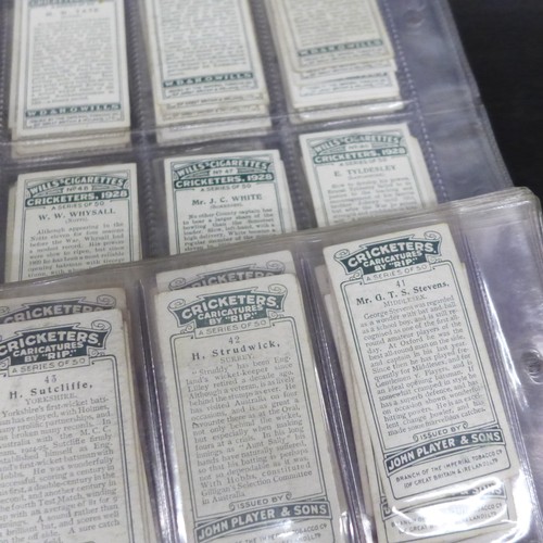 2036 - Collection of cigarette card sets to include; Wills 'Cricketers 1928' complete set of 50, Wills seco... 