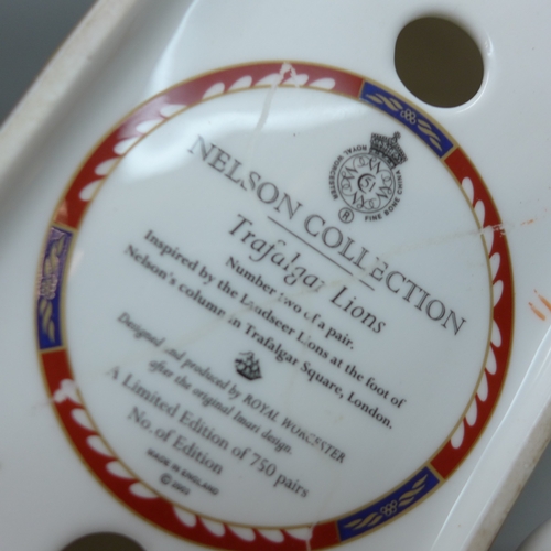 2002 - A Royal Worcester, The Nelson Collection, Trafalgar Lion, second quality, 11.5cm h  (crack on base)
