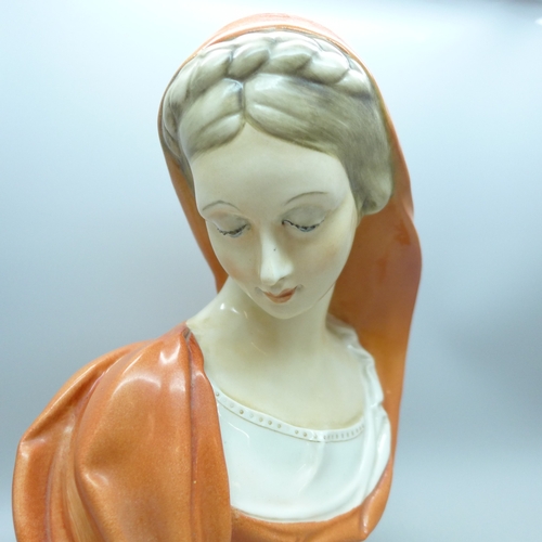 2003 - An Italian porcelain bust of a lady marked Joni Cedr, Milano, 22cm h