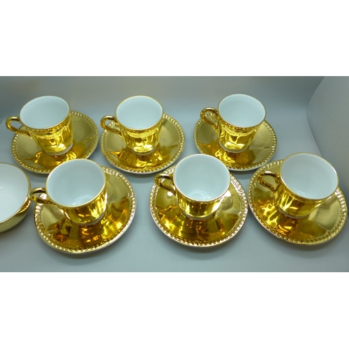 2015 - A Royal Worcester gilt part tea / coffee set including cups, saucers, sugar bowl